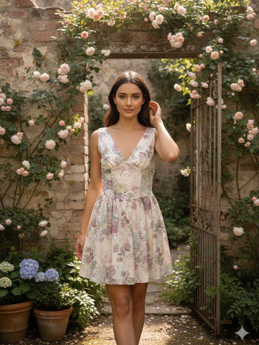 NEW AROSE STUDIO Grace Sleeveless Floral Corset Waist Mini Dress
